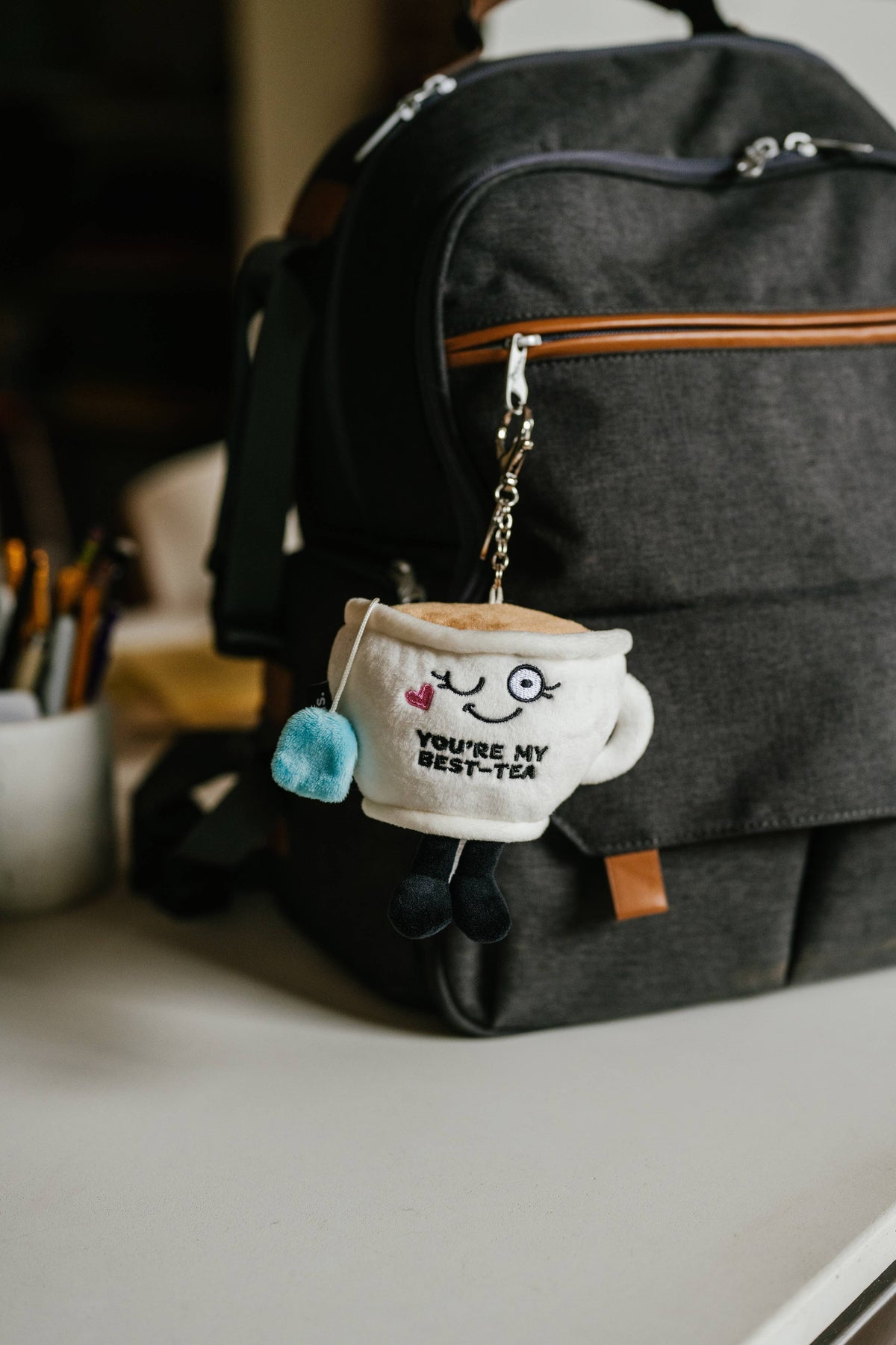 You're My Best Tea Plush Bag Charm  Soft Cuddly Toy Funny