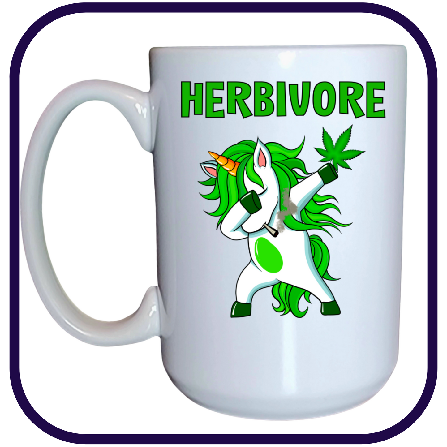 Herbivore - Cannabis Smoking Unicorn - 15oz Ceramic Mug